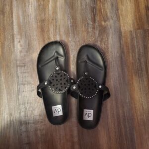 Black Sandals with silver beading